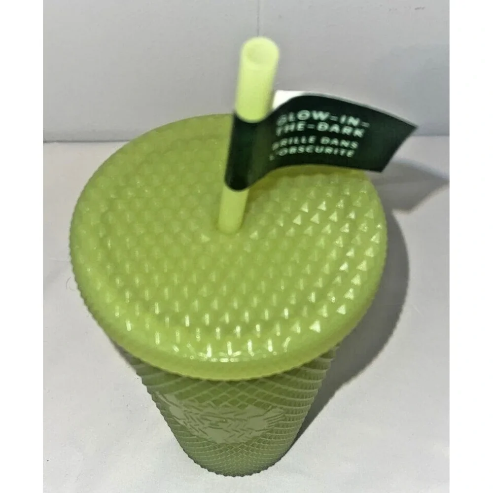 New 2022 Starbucks Green Glow in the Dark Lemongrass Studded Grande 16oz Tumbler